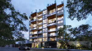 Render de la fachada de Hatha en Mérida