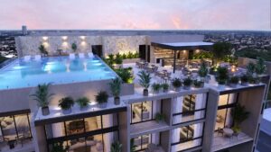 Vista aérea del rooftop de proyecto Hatha